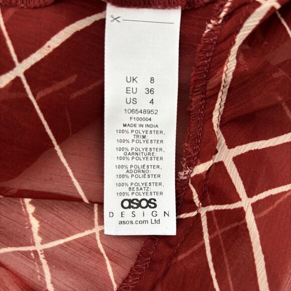 Asos Womens Sheer Brown Top Size 4 - Picture 4 of 8